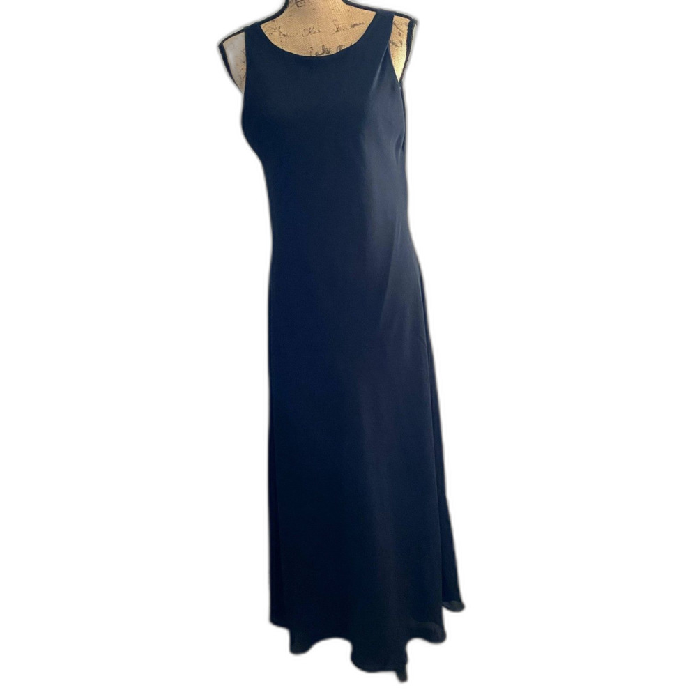 Vintage‎ Alyn Paige Black Sleeveless Maxi Dress Made in USA Evening Gown Size 15